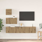 Tv-meubelset wandmontage 80x30x30 cm eiken