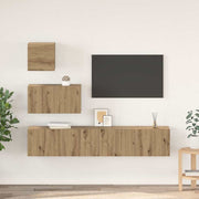 Tv-meubelset wandmontage 80x30x30 cm eiken