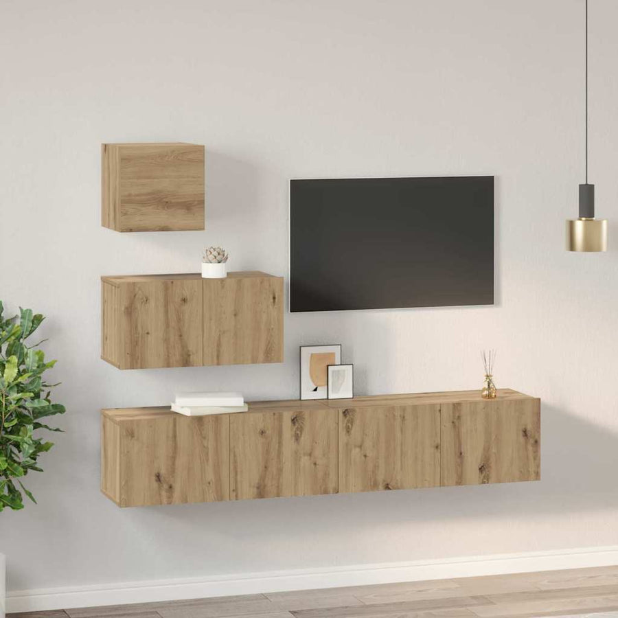 Tv-meubelset 4 pcs artisanaal eikenkleurig 80 x 30 x 30 cm