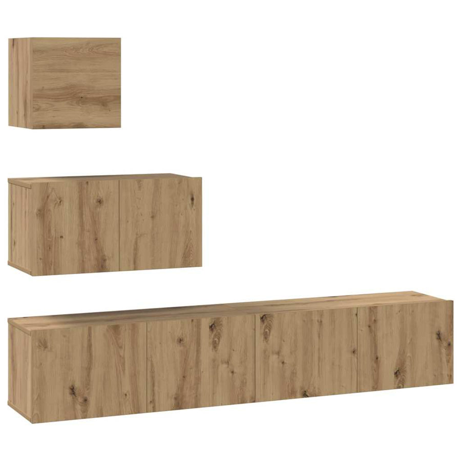 Tv-meubelset 4 pcs artisanaal eikenkleurig 80 x 30 x 30 cm