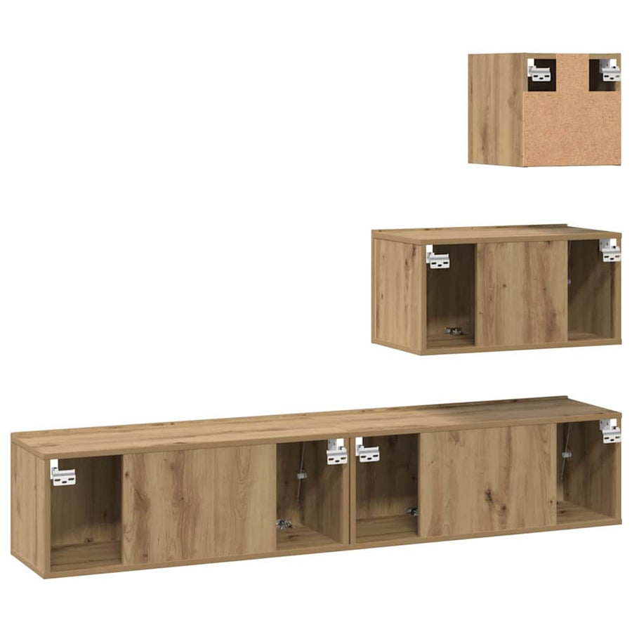 Tv-meubelset 4 pcs artisanaal eikenkleurig 80 x 30 x 30 cm