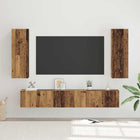 Tv-meubelset wandmontage 5 delen oud hout