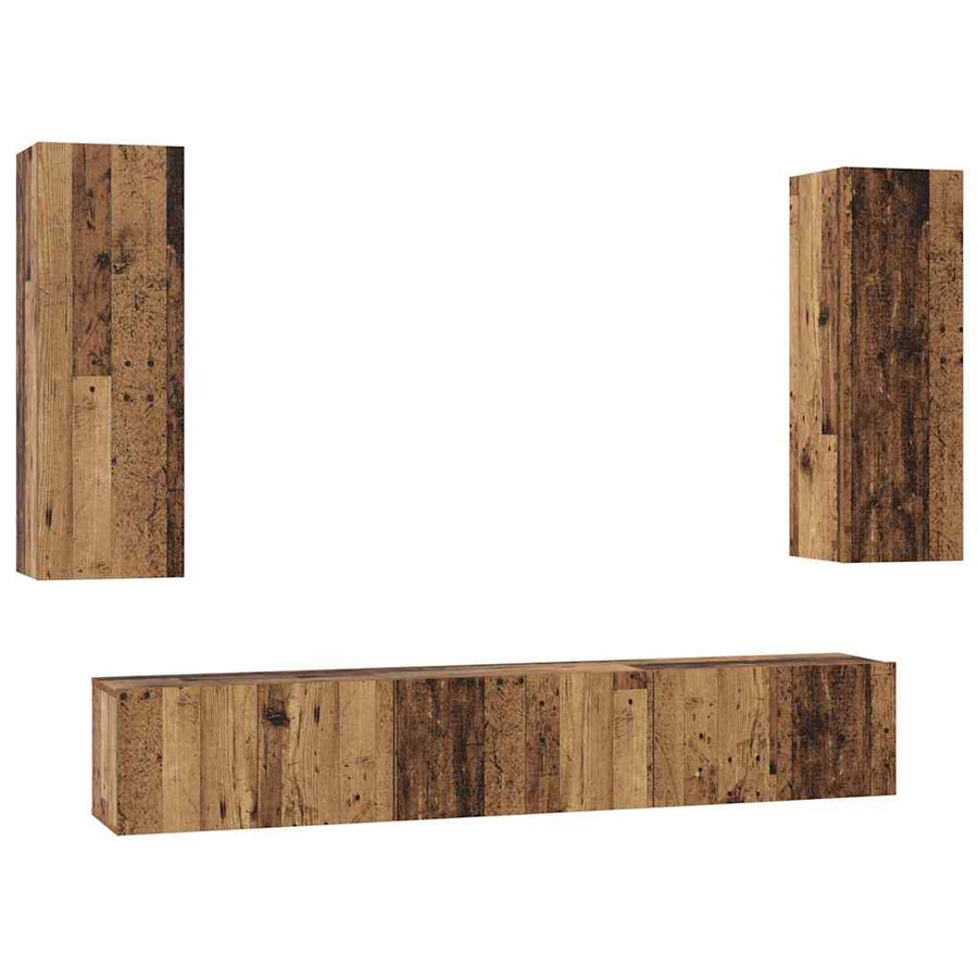 Tv-meubelset 4 pcs Oud hout 30.5 x 30 x 90 cm Bewerkt hout