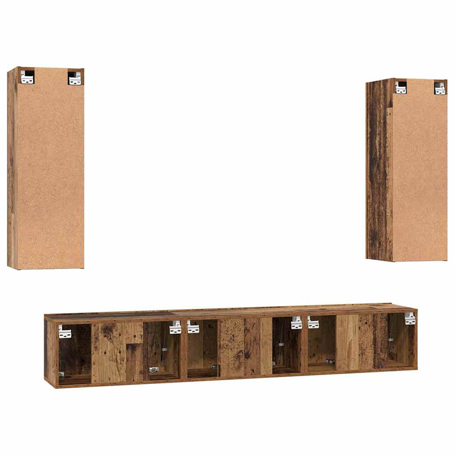 Tv-meubelset 4 pcs Oud hout 30.5 x 30 x 90 cm Bewerkt hout