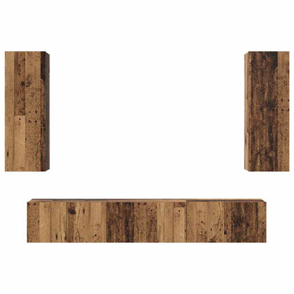 Tv-meubelset 4 pcs Oud hout 30.5 x 30 x 90 cm Bewerkt hout