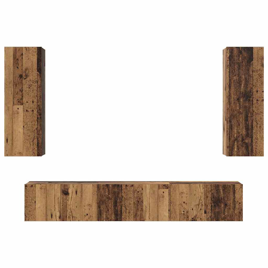 Tv-meubelset 4 pcs Oud hout 30.5 x 30 x 90 cm Bewerkt hout