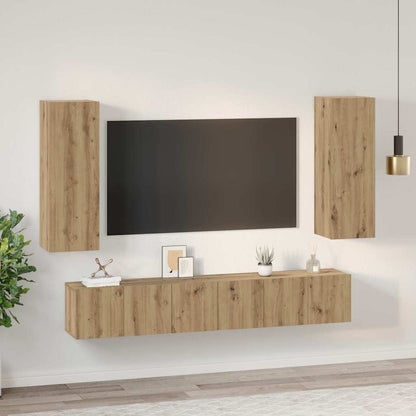 Tv-meubelset 4 pcs artisanaal eikenkleurig 30.5 x 30 x 90 cm
