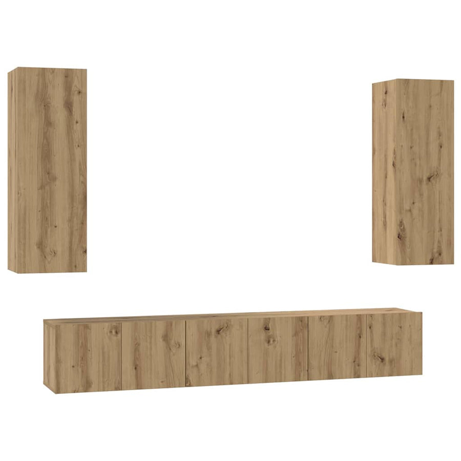 Tv-meubelset 4 pcs artisanaal eikenkleurig 30.5 x 30 x 90 cm