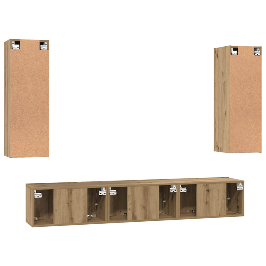 Tv-meubelset 4 pcs artisanaal eikenkleurig 30.5 x 30 x 90 cm