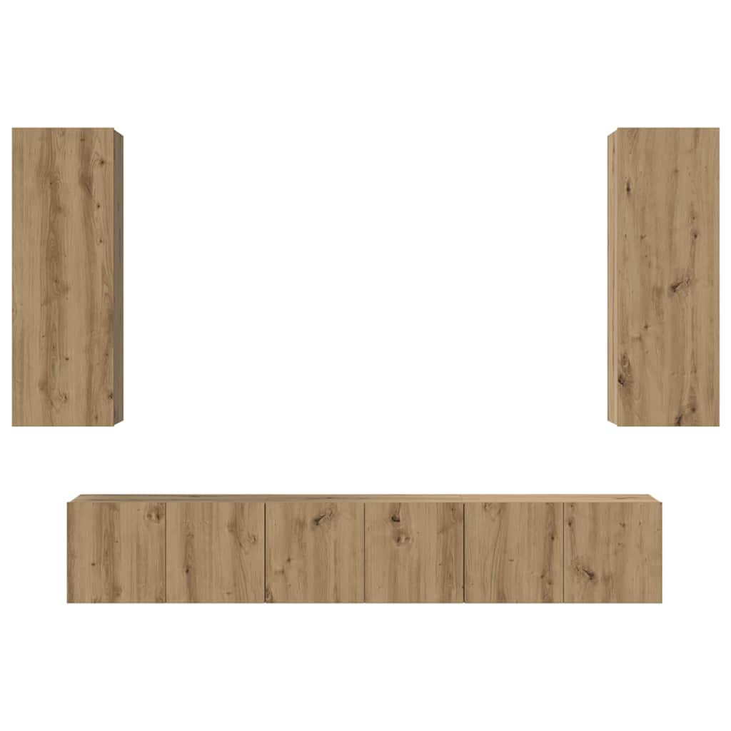 Tv-meubelset 4 pcs artisanaal eikenkleurig 30.5 x 30 x 90 cm