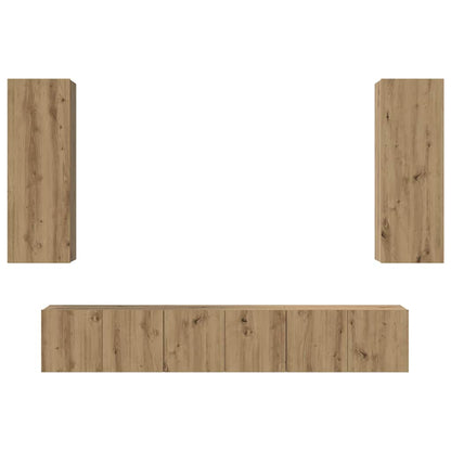 Tv-meubelset 4 pcs artisanaal eikenkleurig 30.5 x 30 x 90 cm