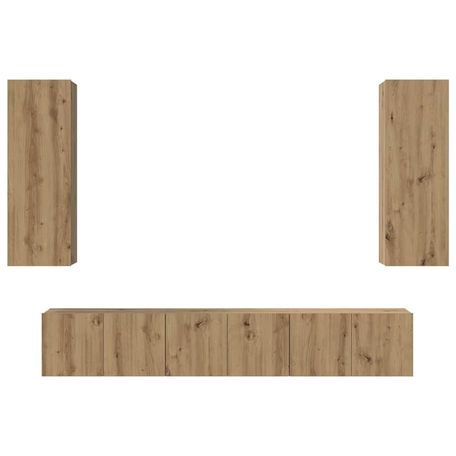 Tv-meubelset 4 pcs artisanaal eikenkleurig 30.5 x 30 x 90 cm