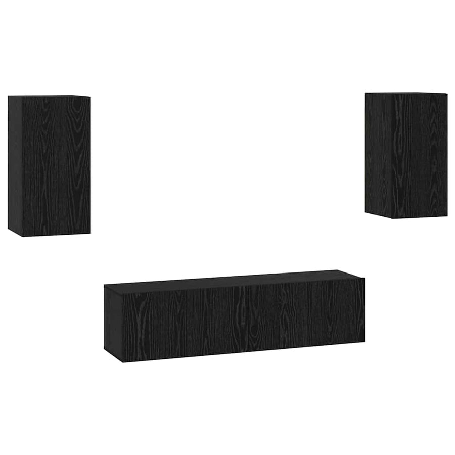 Tv-meubelset met plank Anders 4 pcs Zwart eiken Medium 60 x 30 x 30 cm
