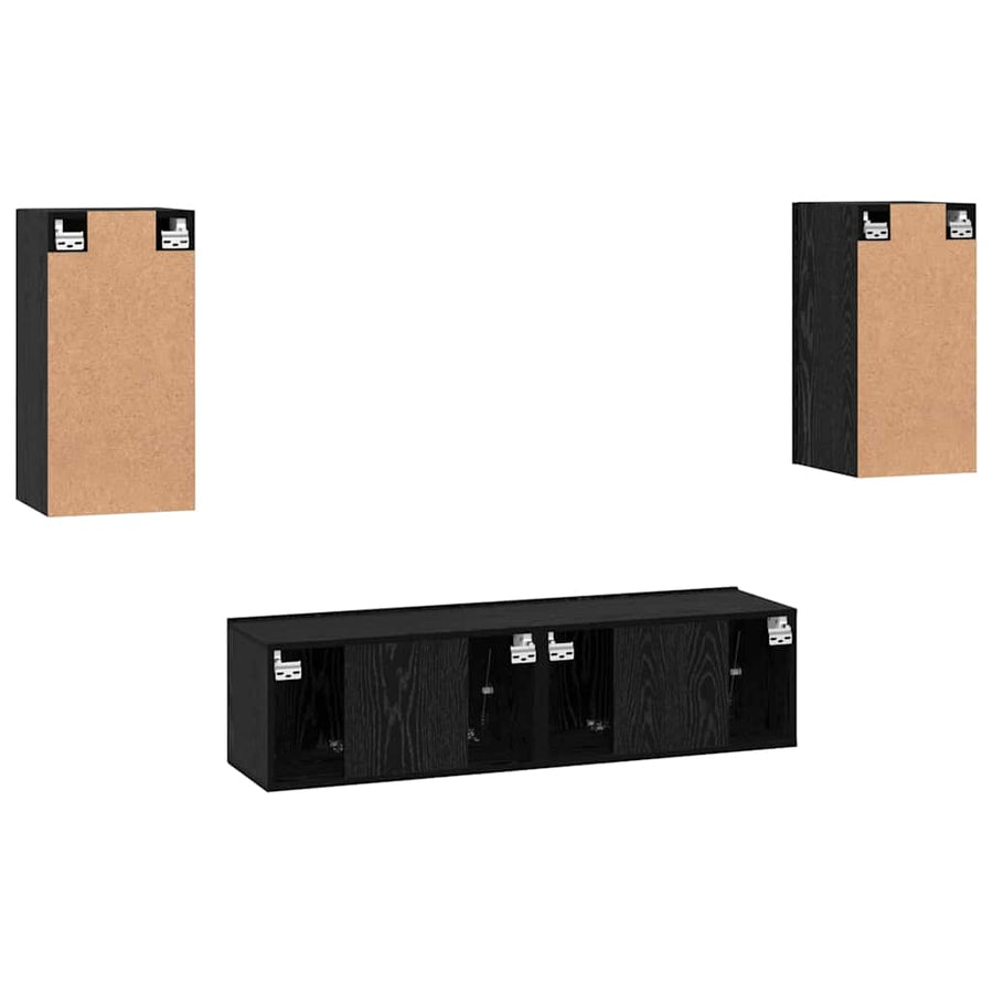 Tv-meubelset met plank Anders 4 pcs Zwart eiken Medium 60 x 30 x 30 cm