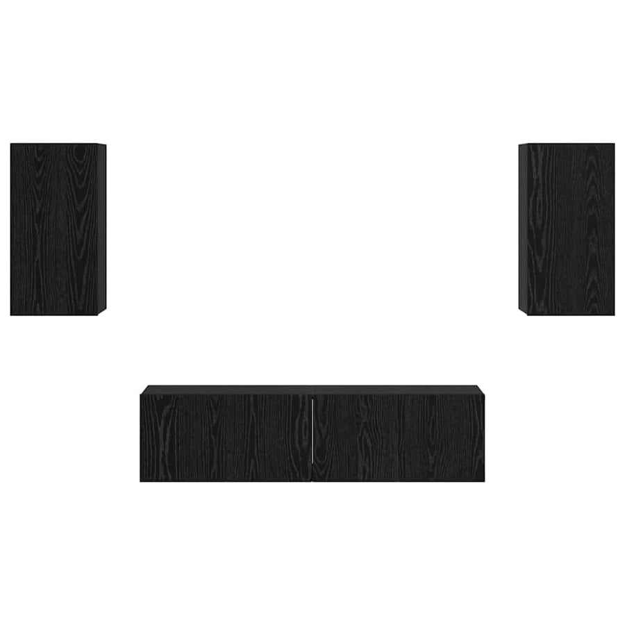 Tv-meubelset met plank Anders 4 pcs Zwart eiken Medium 60 x 30 x 30 cm
