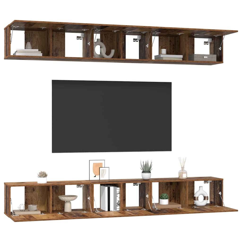 Tv-meubelset 6 pcs Oud hout 60 x 30 x 35 cm Bewerkt hout