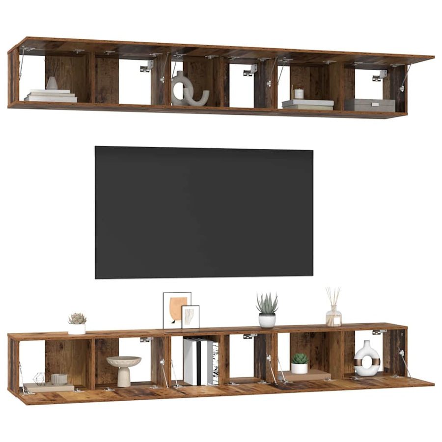 Tv-meubelset 6 pcs Oud hout 60 x 30 x 35 cm Bewerkt hout