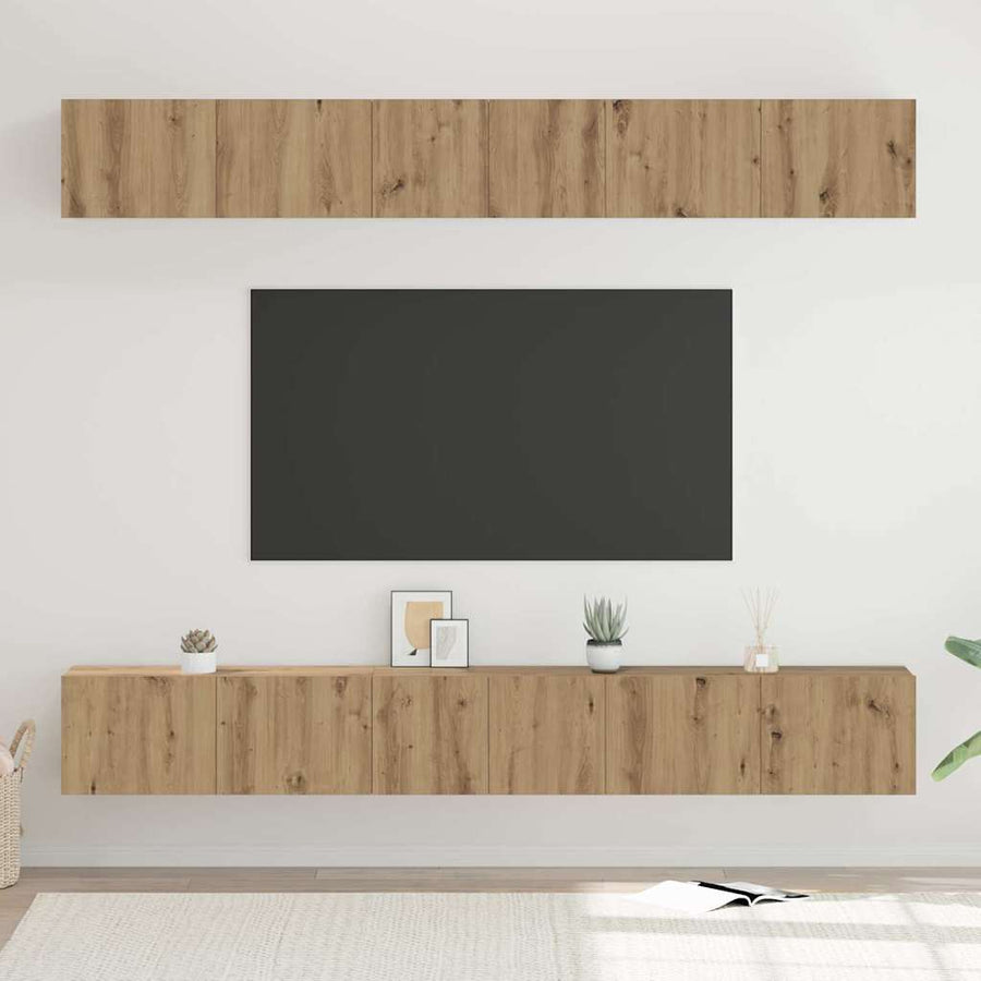 Tv-meubelset 6 pcs artisanaal eikenkleurig 60 x 30 x 35 cm