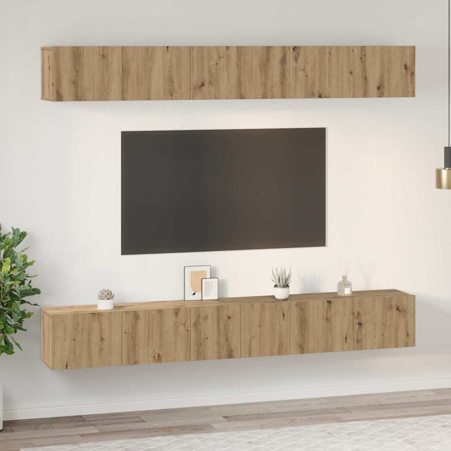 Tv-meubelset 6 pcs artisanaal eikenkleurig 60 x 30 x 35 cm