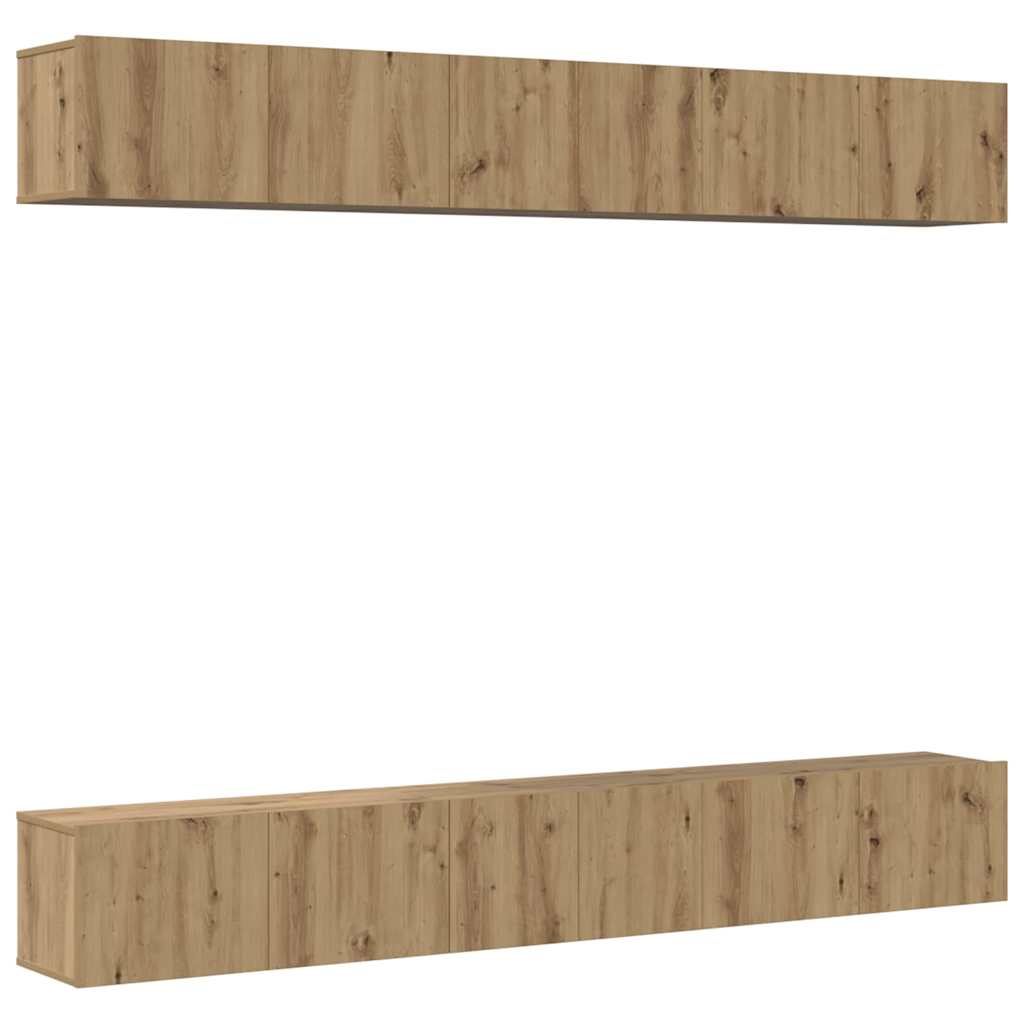 Tv-meubelset 6 pcs artisanaal eikenkleurig 60 x 30 x 35 cm