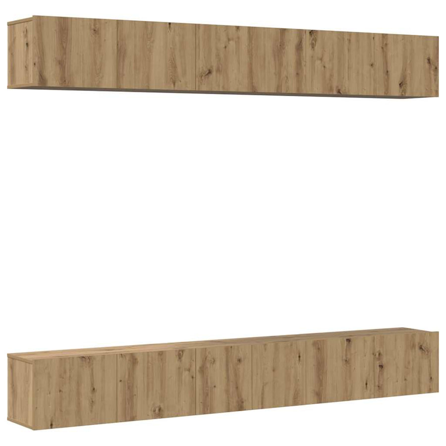 Tv-meubelset 6 pcs artisanaal eikenkleurig 60 x 30 x 35 cm