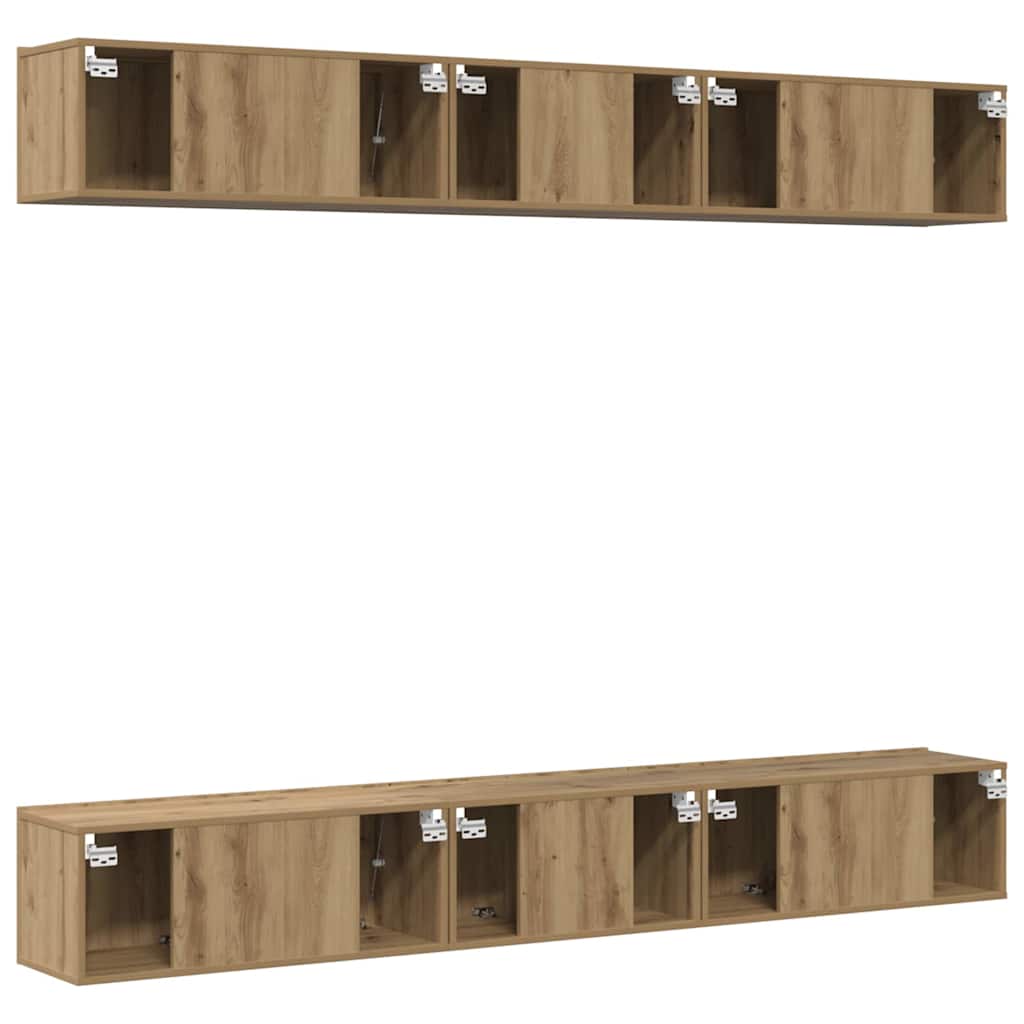 Tv-meubelset 6 pcs artisanaal eikenkleurig 60 x 30 x 35 cm