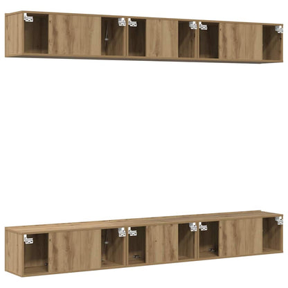 Tv-meubelset 6 pcs artisanaal eikenkleurig 60 x 30 x 35 cm