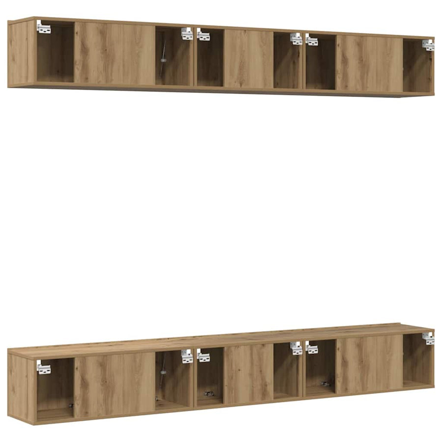 Tv-meubelset 6 pcs artisanaal eikenkleurig 60 x 30 x 35 cm
