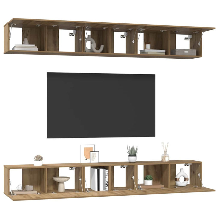 Tv-meubelset 6 pcs artisanaal eikenkleurig 60 x 30 x 35 cm