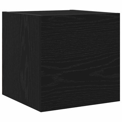 Tv-meubelset met plank Wandgemonteerd met opslag met de deur 5 pcs Zwart eiken Bewerkt hout