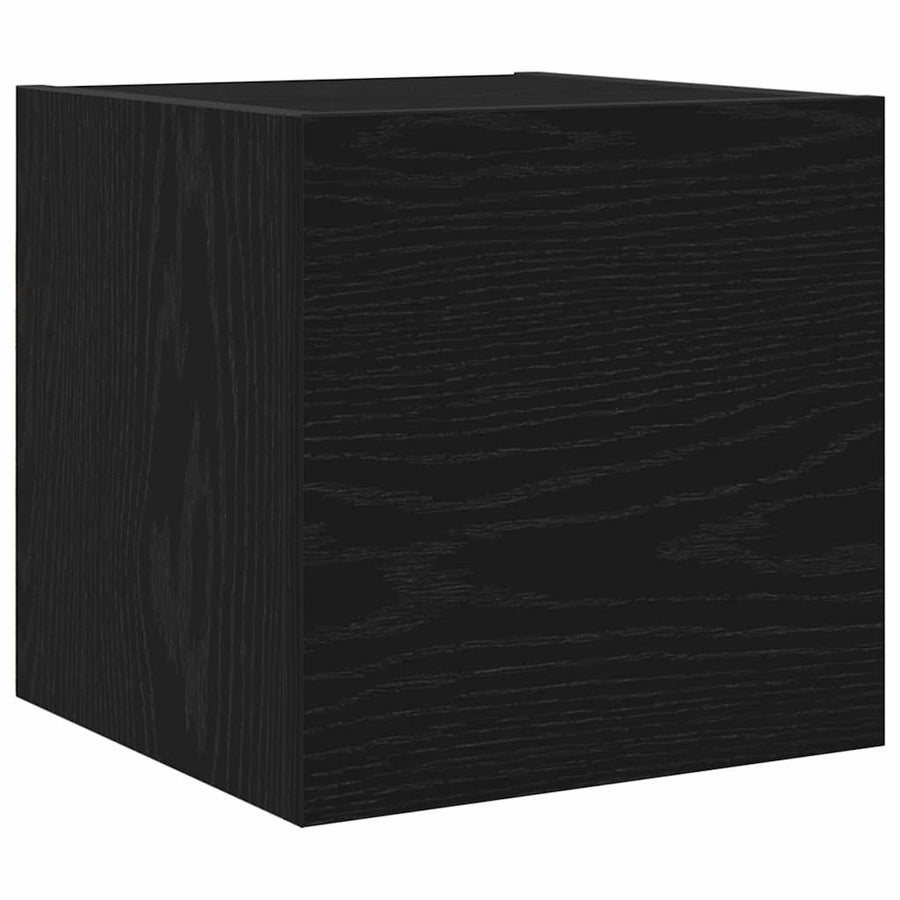 Tv-meubelset met plank Wandgemonteerd met opslag met de deur 5 pcs Zwart eiken Bewerkt hout