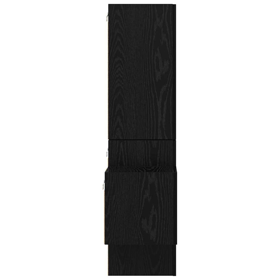 Tv-meubelset met plank Wandgemonteerd met opslag met de deur 5 pcs Zwart eiken Bewerkt hout