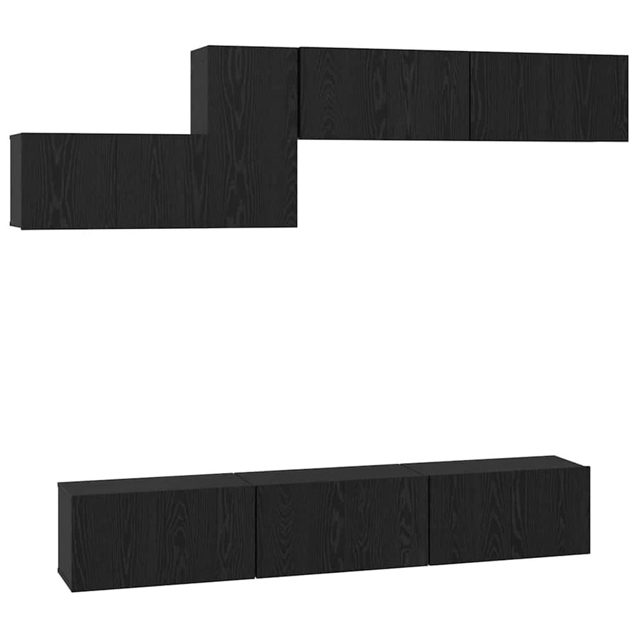 Tv-meubelset 7 pcs Zwart eiken 60 x 30 x 30 cm Bewerkt hout