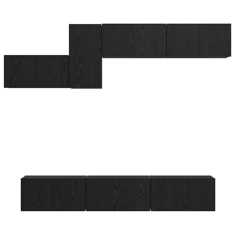 Tv-meubelset 7 pcs Zwart eiken 60 x 30 x 30 cm Bewerkt hout