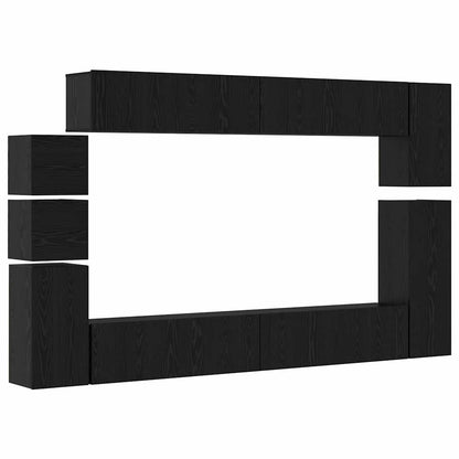 Tv-Meubelset Wandgemonteerd 9 Pcs Bewerkt Hout 9