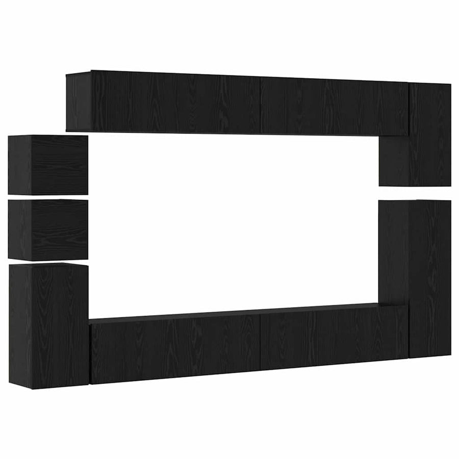 Tv-Meubelset Wandgemonteerd 9 Pcs Bewerkt Hout 9