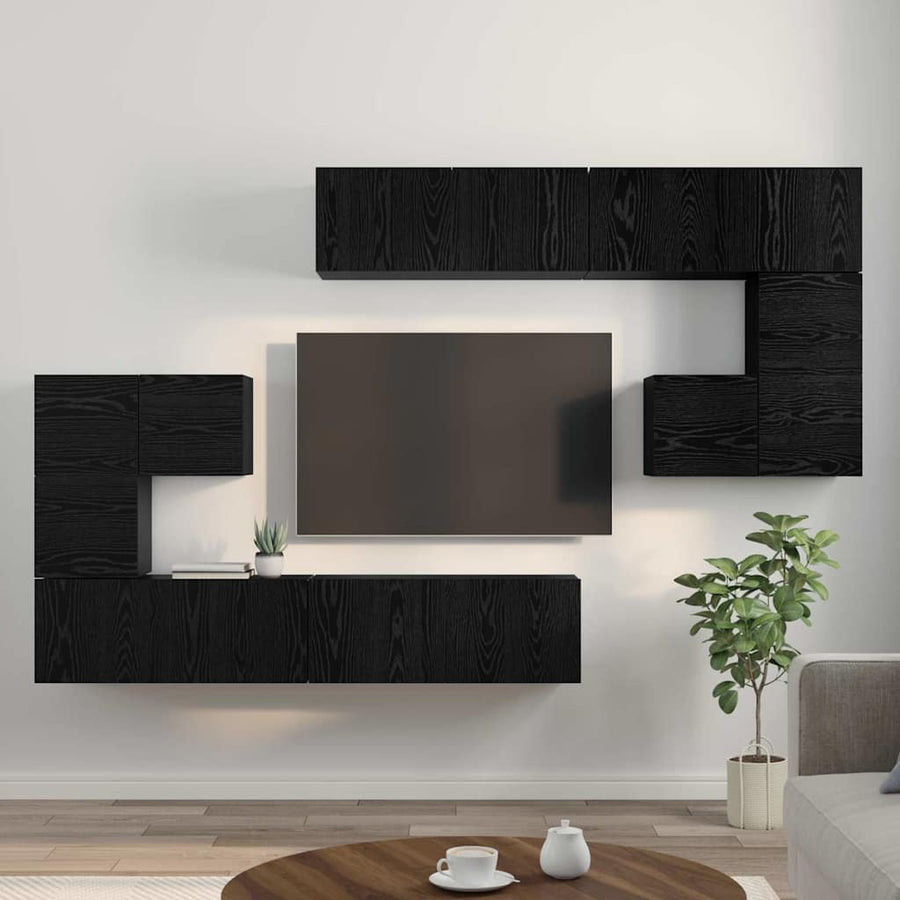 Tv Eenheden Wandgemonteerd 4 Pcs Bewerkt Hout 80 cm