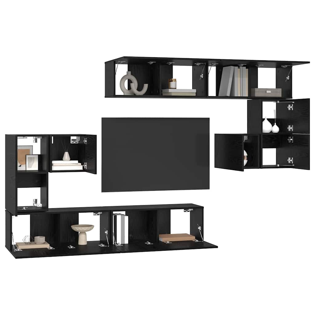 Tv Eenheden Wandgemonteerd 4 Pcs Bewerkt Hout 80 cm