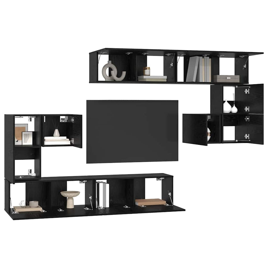 Tv Eenheden Wandgemonteerd 4 Pcs Bewerkt Hout 80 cm