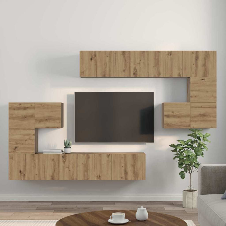 Tv Eenheden Wandgemonteerd 4 Pcs Artisan Eiken Bewerkt Hout 80 cm