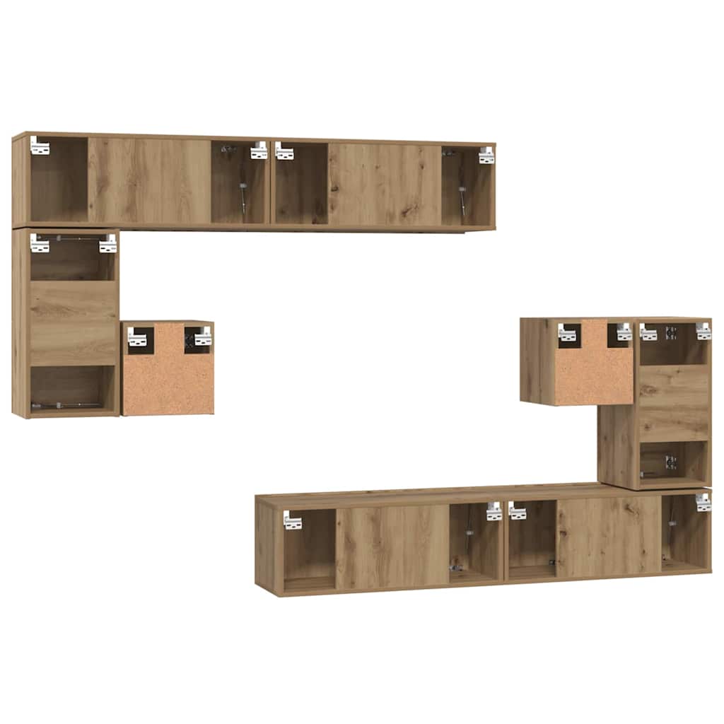 Tv Eenheden Wandgemonteerd 4 Pcs Artisan Eiken Bewerkt Hout 80 cm