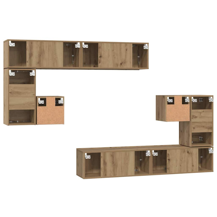 Tv Eenheden Wandgemonteerd 4 Pcs Artisan Eiken Bewerkt Hout 80 cm