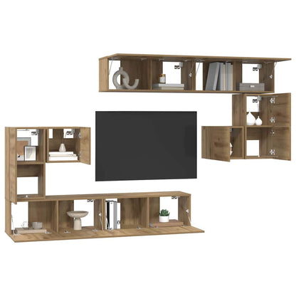 Tv Eenheden Wandgemonteerd 4 Pcs Artisan Eiken Bewerkt Hout 80 cm