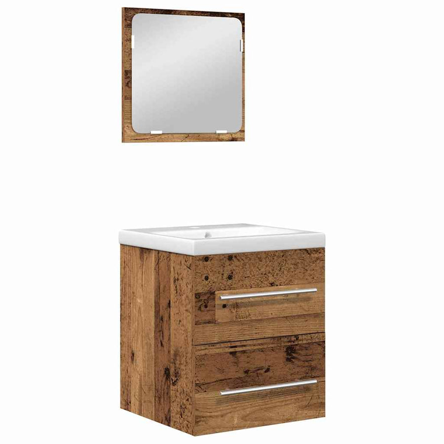 Badkamermeubelset 2 pcs Oud hout 41 x 38.5 x 48 cm Bewerkt hout
