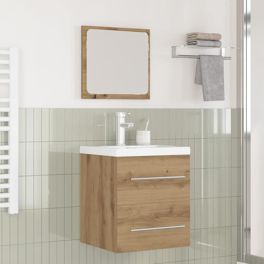 Badkamermeubelset met lade 2 pcs Zwart eiken 41 x 38.5 x 48 cm