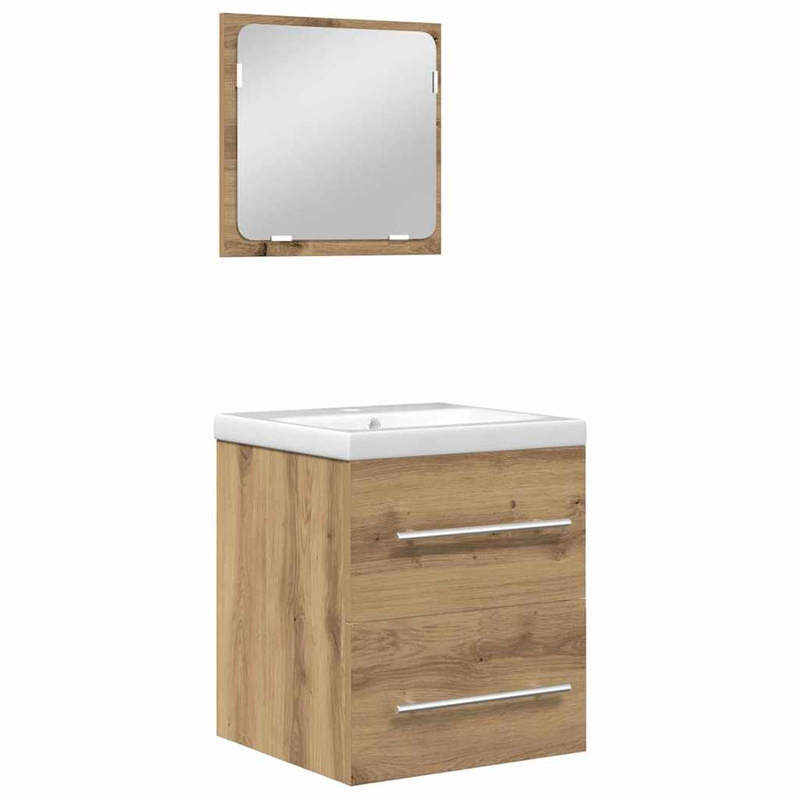Badkamermeubelset met lade 2 pcs Zwart eiken 41 x 38.5 x 48 cm