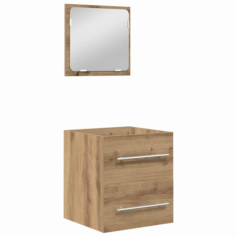Badkamermeubelset met lade 2 pcs Zwart eiken 41 x 38.5 x 48 cm