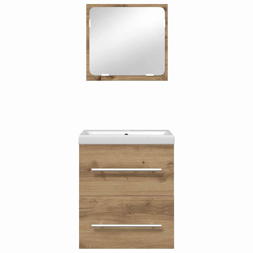 Badkamermeubelset met lade 2 pcs Zwart eiken 41 x 38.5 x 48 cm