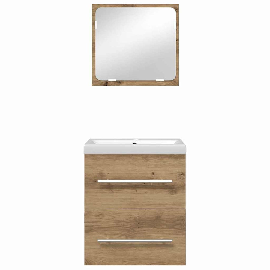 Badkamermeubelset met lade 2 pcs Zwart eiken 41 x 38.5 x 48 cm