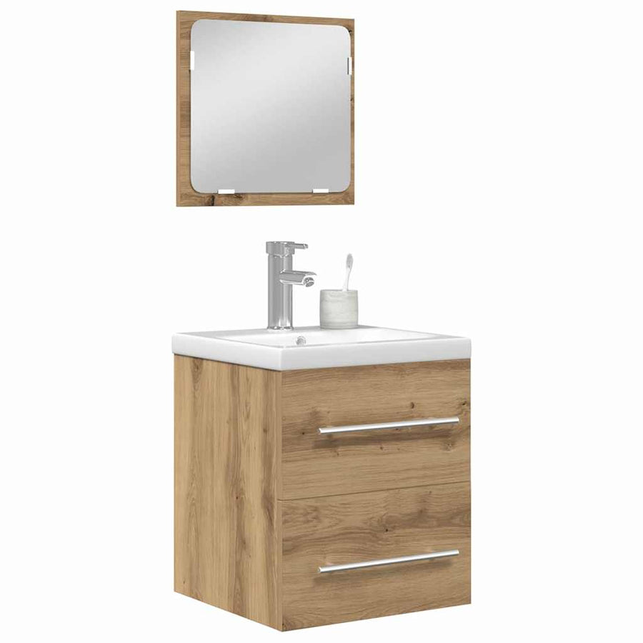 Badkamermeubelset met lade 2 pcs Zwart eiken 41 x 38.5 x 48 cm
